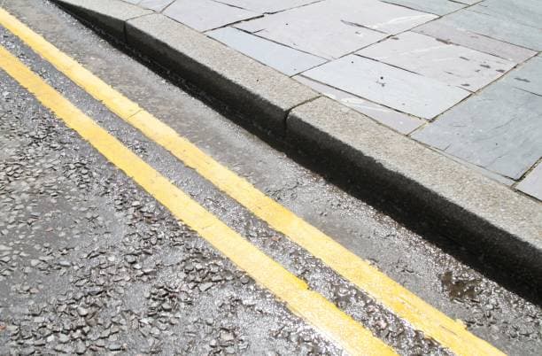 Double yellow lines at the road edge — do not park