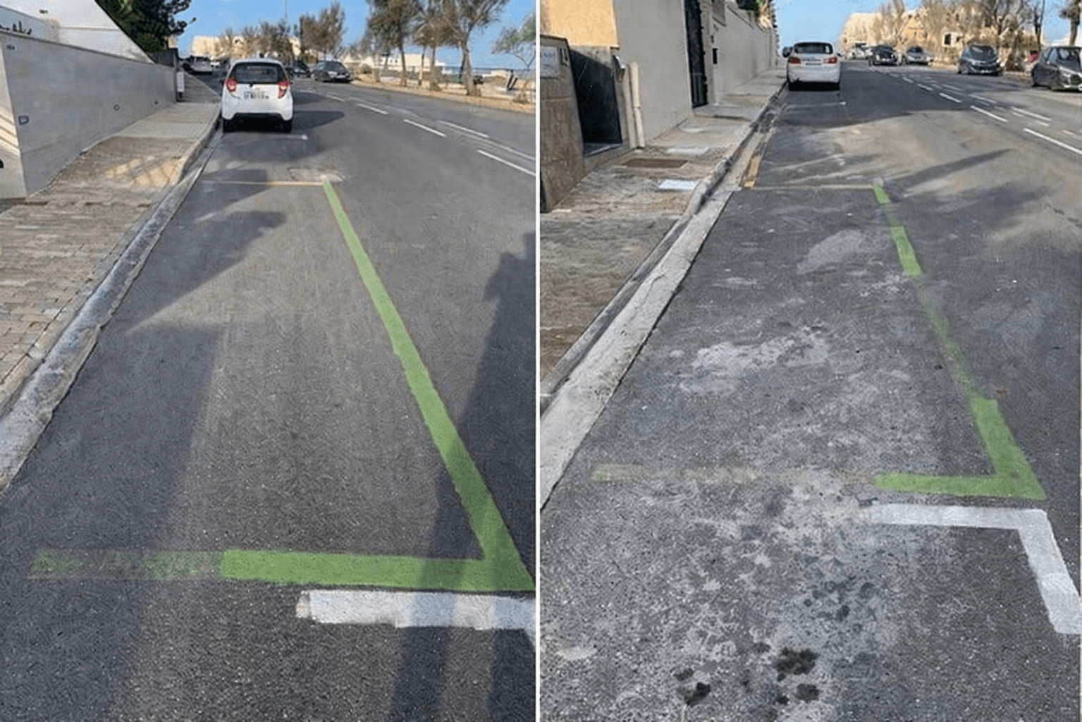 Green line road marking — residents in the local area — do not park